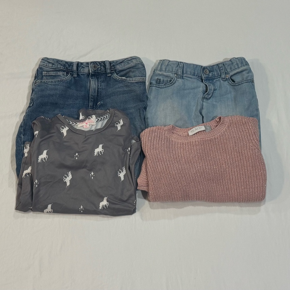 Girls Size 7/8 Clothing Bundle Jeans Sweater Long Sleeve Top Winter Spring Lot‎